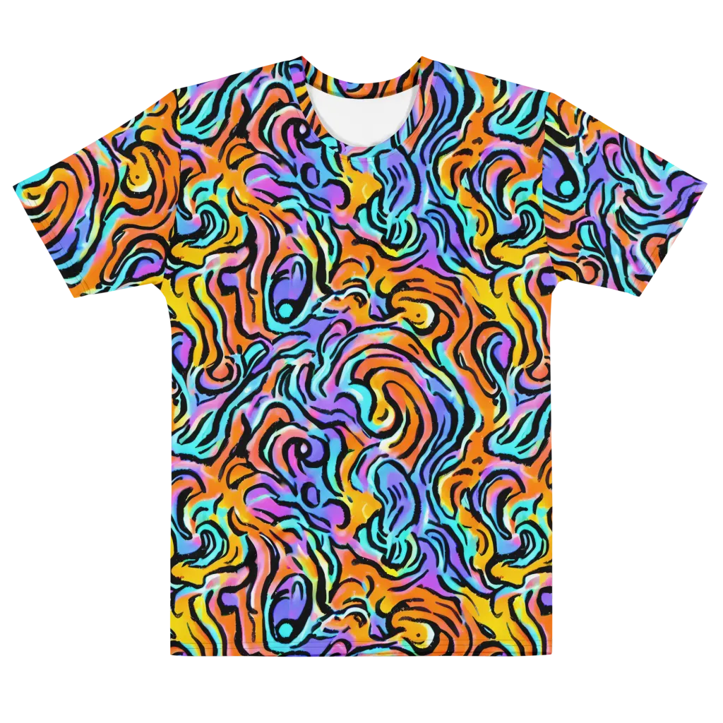Hypercolor Waves on Men's Cotton Crew Neck T-Shirt — Front