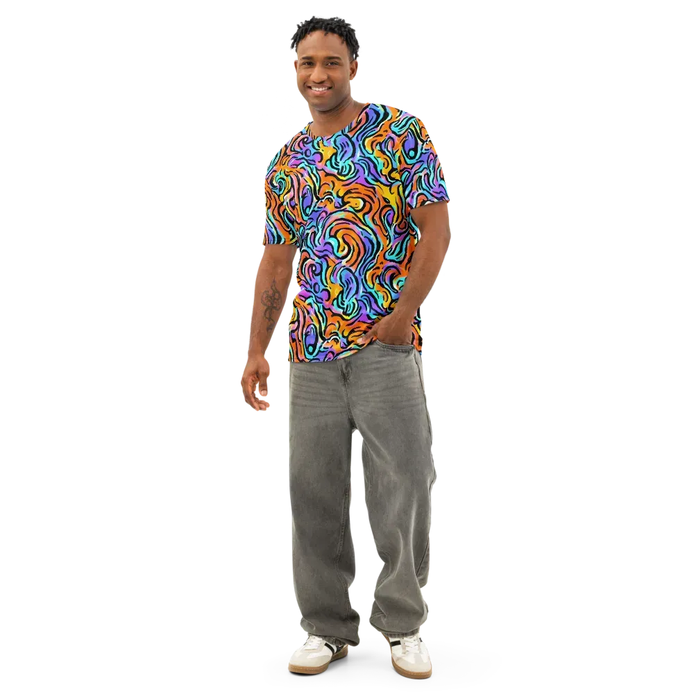 Hypercolor Waves on Men's Cotton Crew Neck T-Shirt — Front