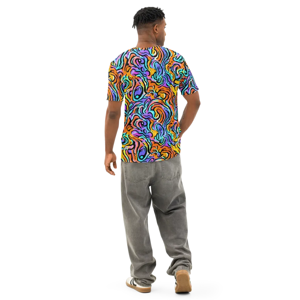 Hypercolor Waves on Men's Cotton Crew Neck T-Shirt — Back