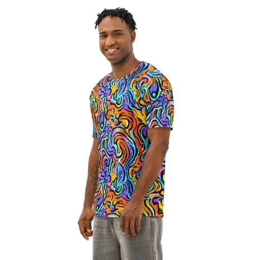 Hypercolor Waves on a Men's Cotton Crew Neck T-Shirt