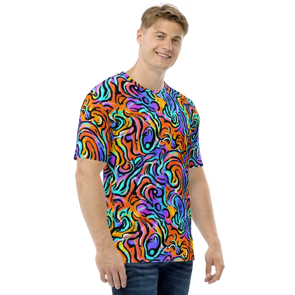 Hypercolor Waves on Men's Crew Neck T-Shirt — Right