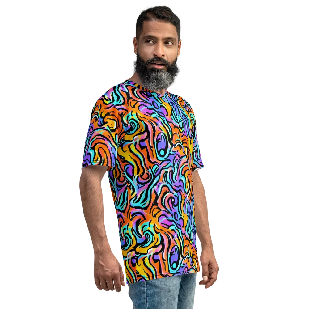 Hypercolor Waves on Men's Crew Neck T-Shirt — Right