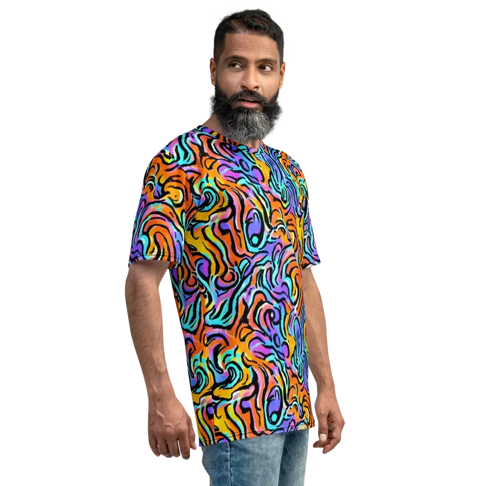 Hypercolor Waves on Men's Crew Neck T-Shirt — Right