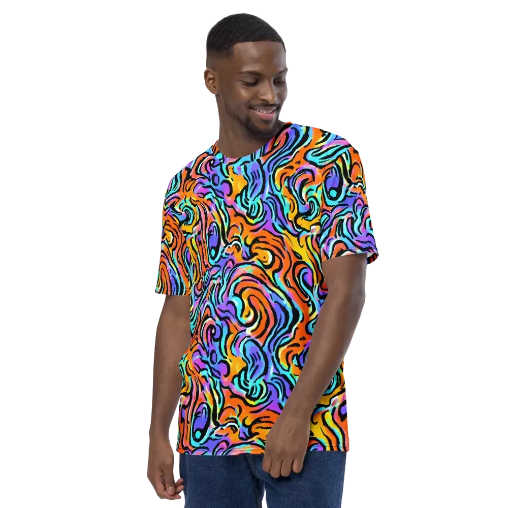 Hypercolor Waves on Men's Crew Neck T-Shirt — Left