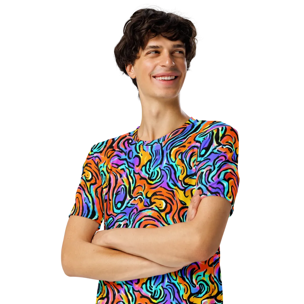 Hypercolor Waves on Men's Crew Neck T-Shirt — Left Front