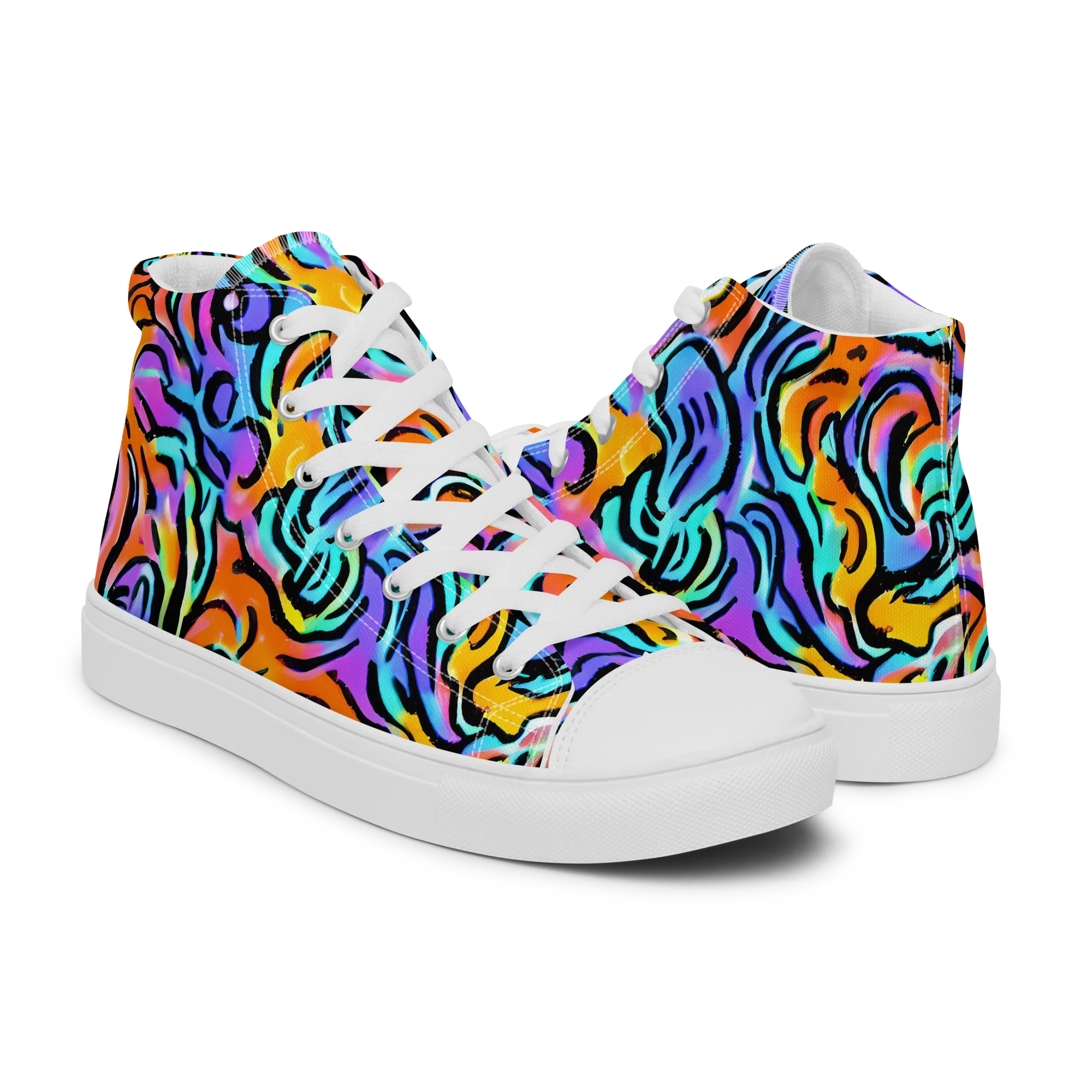 Hypercolor Waves on Men's High Top Canvas Shoes — Right