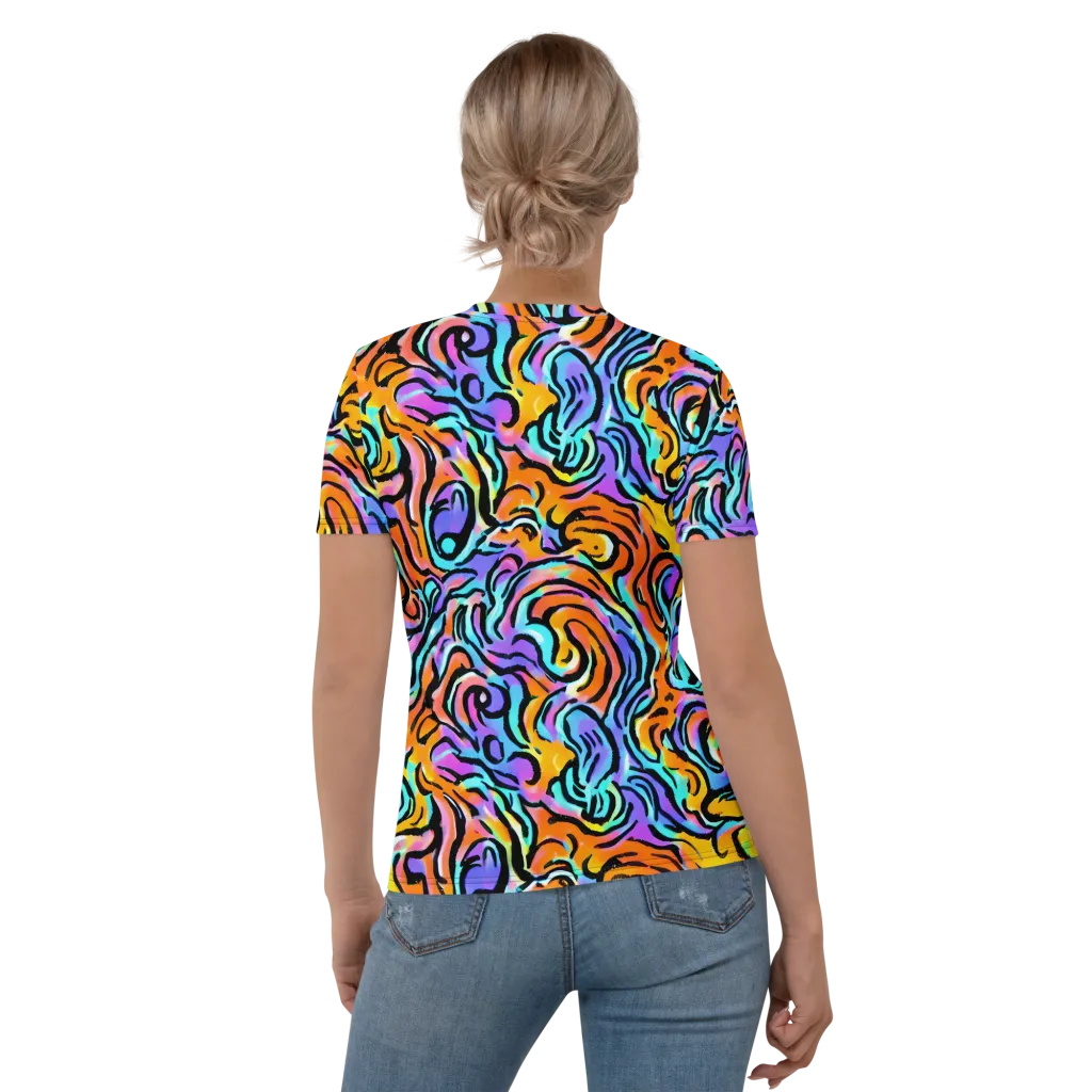 Hypercolor Waves on Women's Crew Neck T-Shirt — Back