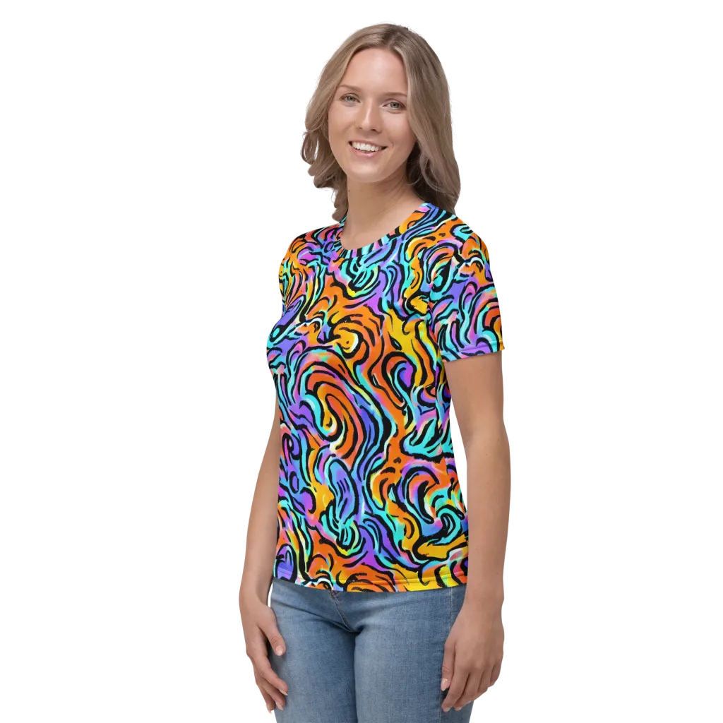 Hypercolor Waves on Women's Crew Neck T-Shirt — Left