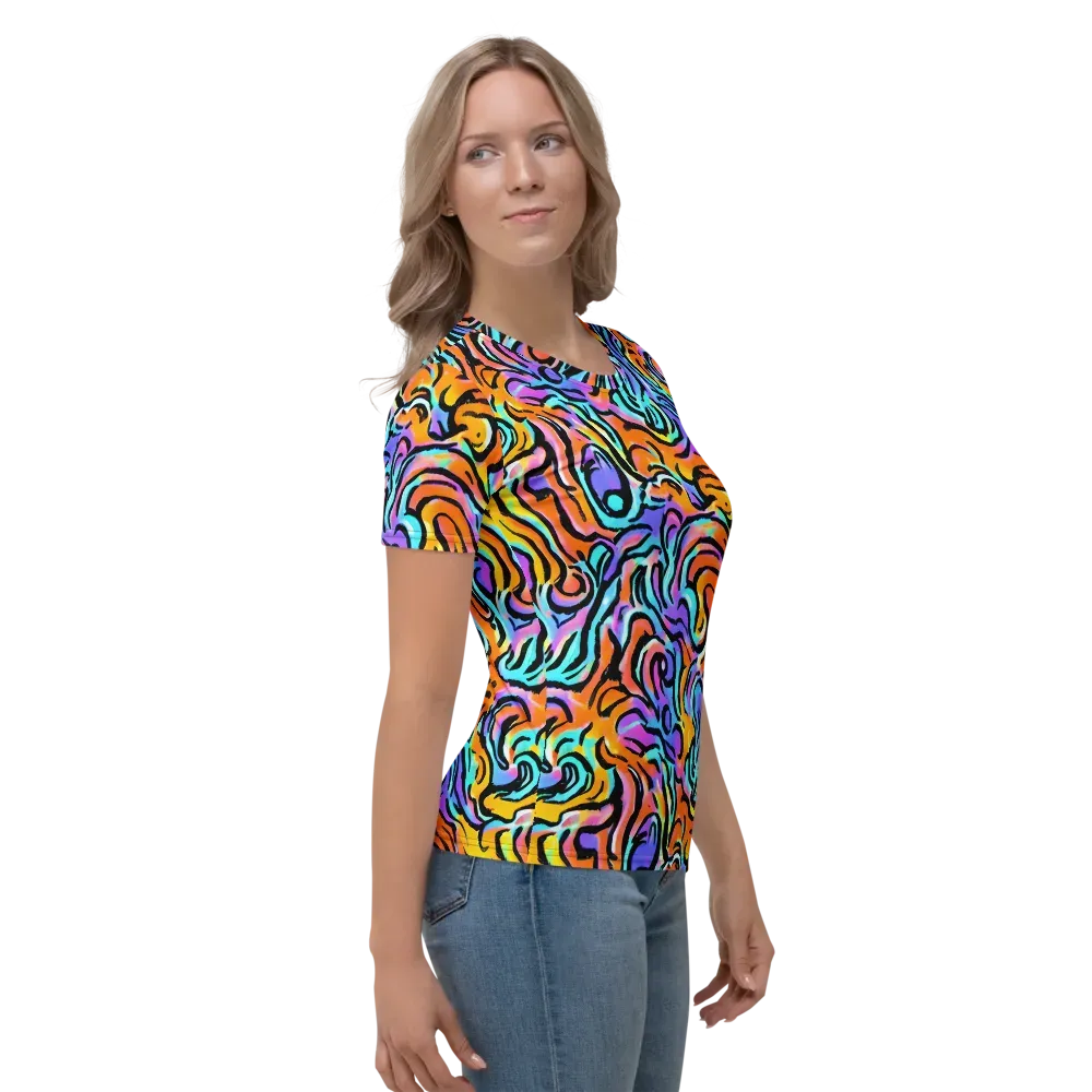 Hypercolor Waves on Women's Crew Neck T-Shirt — Right