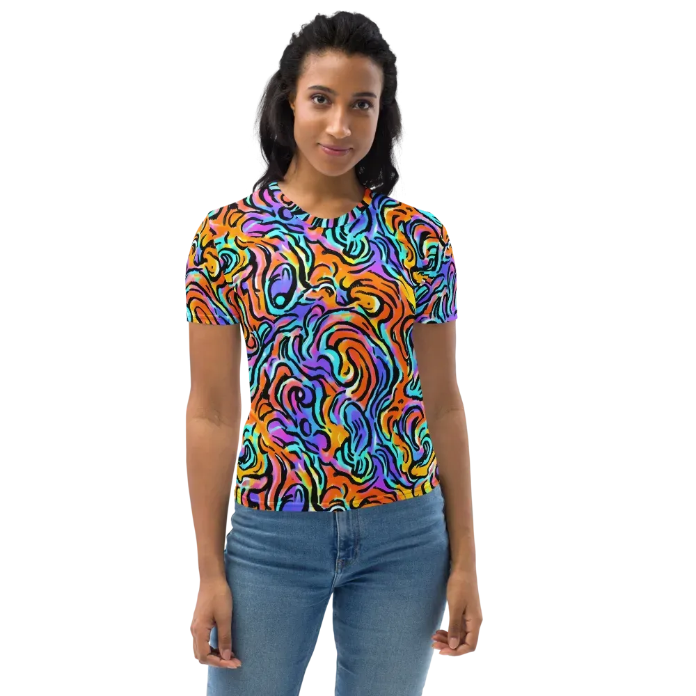 Hypercolor Waves on Women's Crew Neck T-Shirt — Front