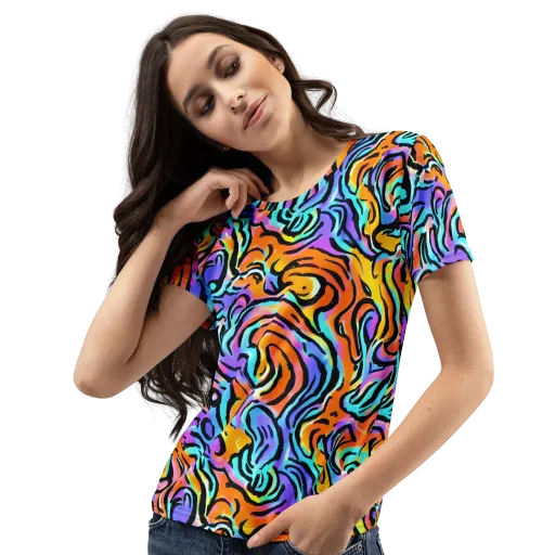 Hypercolor Waves on a Women's Crew Neck T-Shirt
