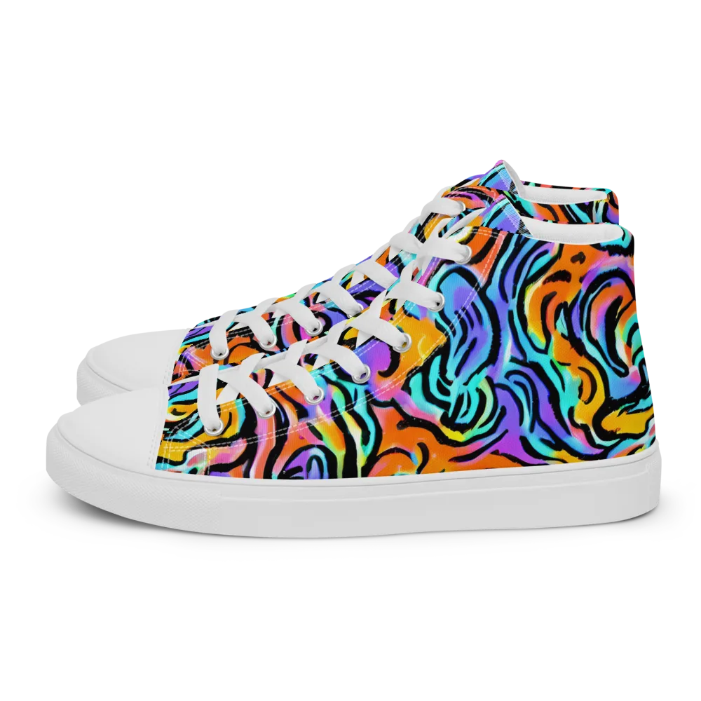 Hypercolor Waves on Women's High Top Canvas Shoes — Left