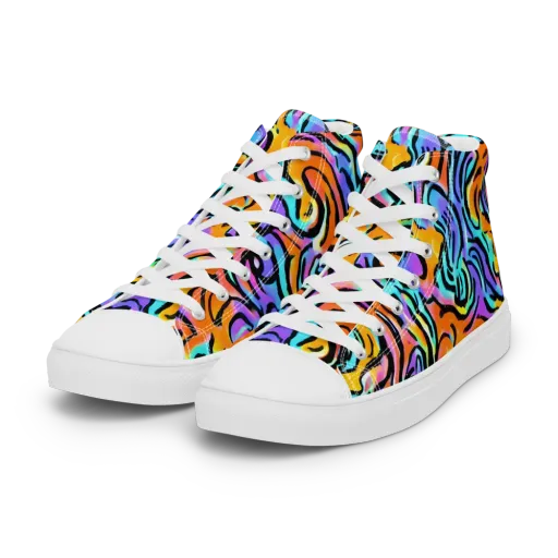 Hypercolor Waves on a Women's High Top Canvas Shoes