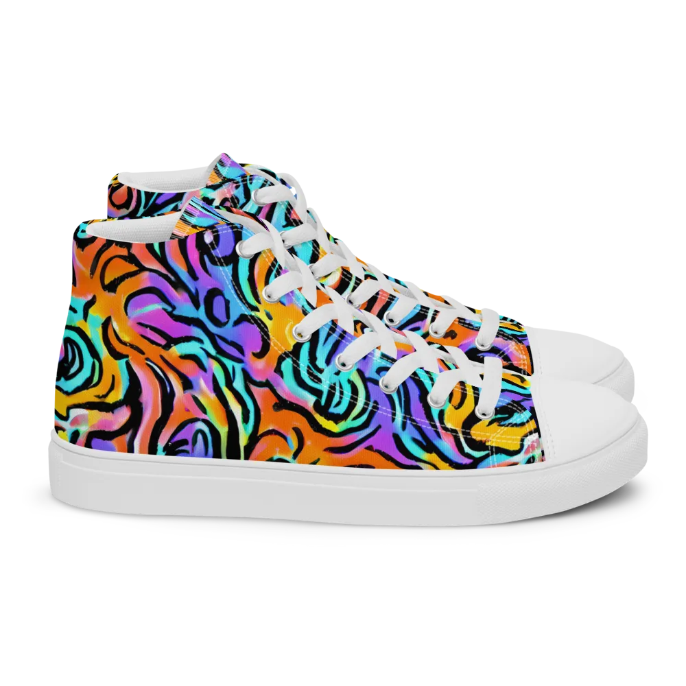 Hypercolor Waves on Women's High Top Canvas Shoes — Right