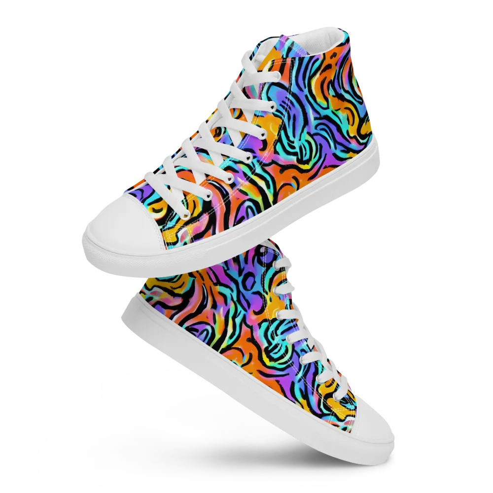 Hypercolor Waves on Women's High Top Canvas Shoes — Front