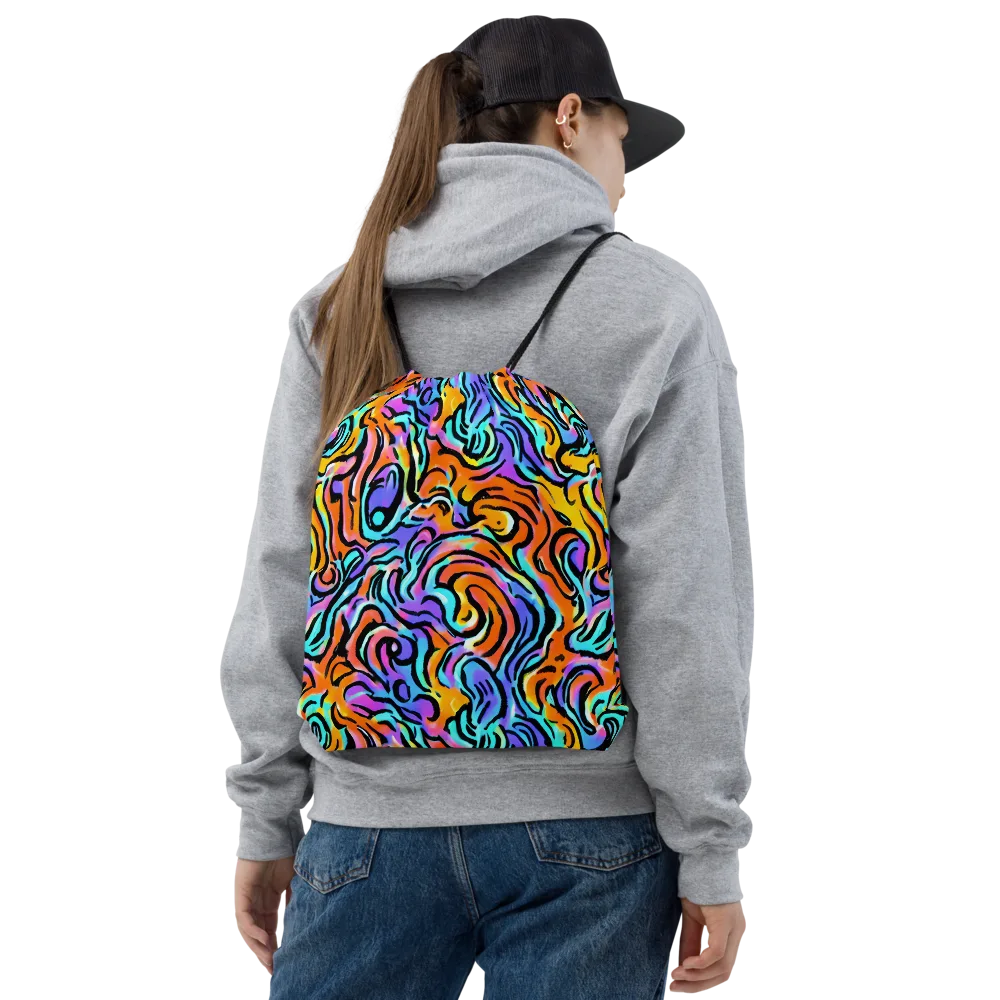 Hypercolor Waves on Drawstring Bag — Front