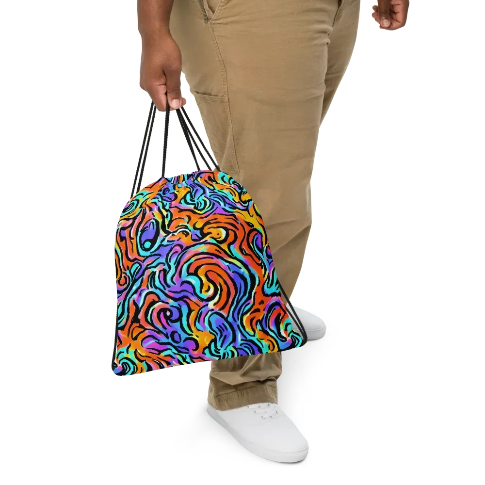 Hypercolor Waves on Drawstring Bag — Front