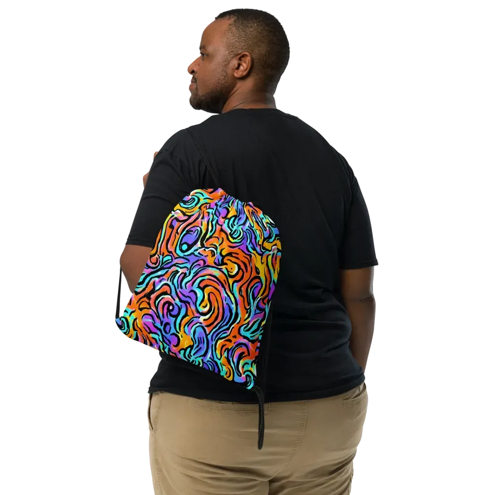 Hypercolor Waves on Drawstring Bag — Front
