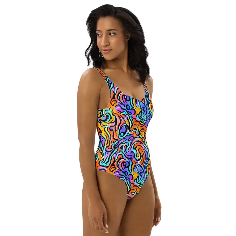 Hypercolor Waves on One-Piece Swimsuit — Right