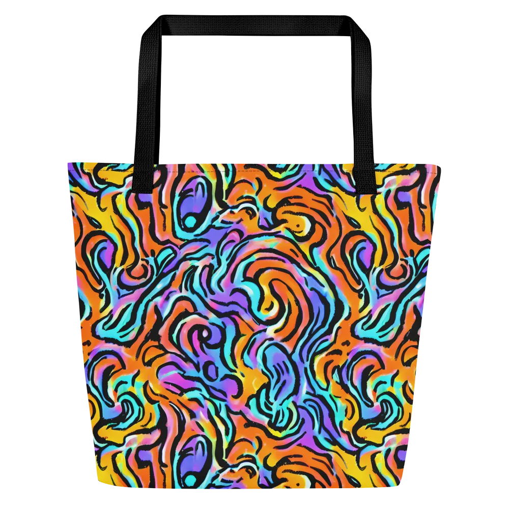 Hypercolor Waves on Large Tote Bag W/ Pocket — Front
