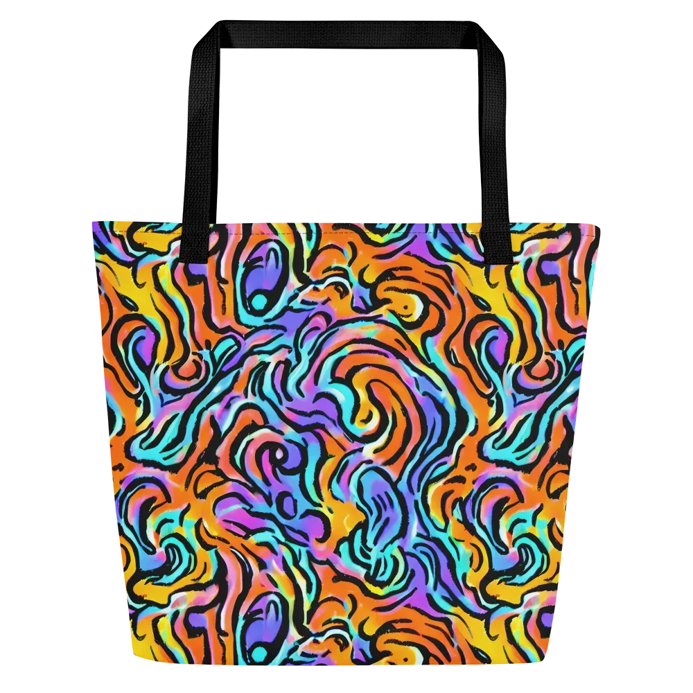 Hypercolor Waves on Large Tote Bag W/ Pocket — Front
