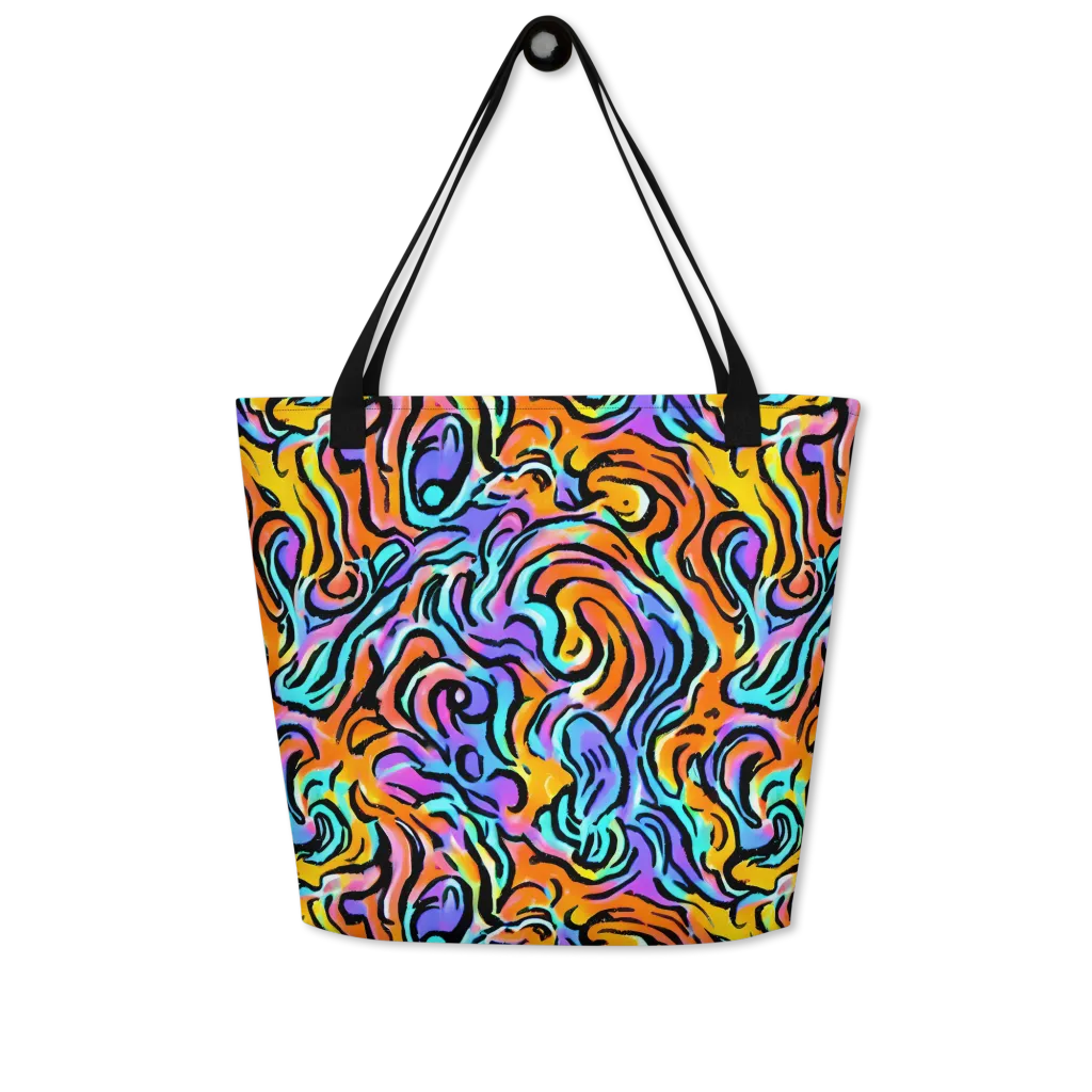 Hypercolor Waves on Large Tote Bag W/ Pocket — Front