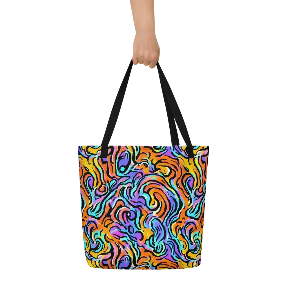 Hypercolor Waves on Large Tote Bag W/ Pocket — Front