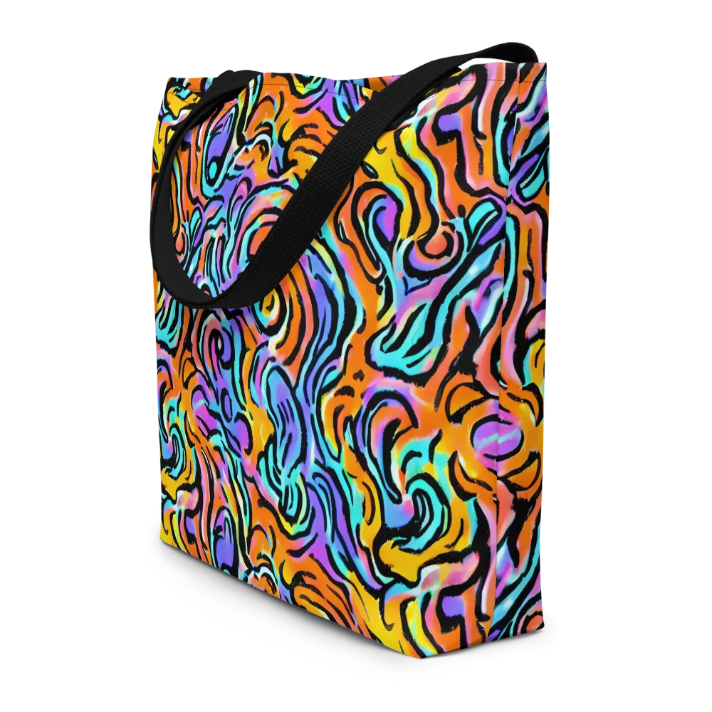 Hypercolor Waves on Large Tote Bag W/ Pocket — Front