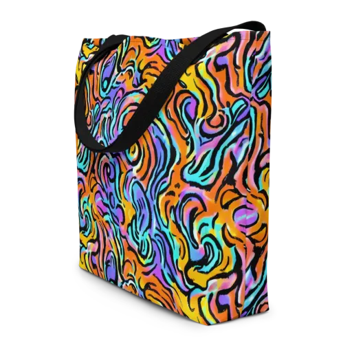 Hypercolor Waves on a Large Tote Bag W/ Pocket