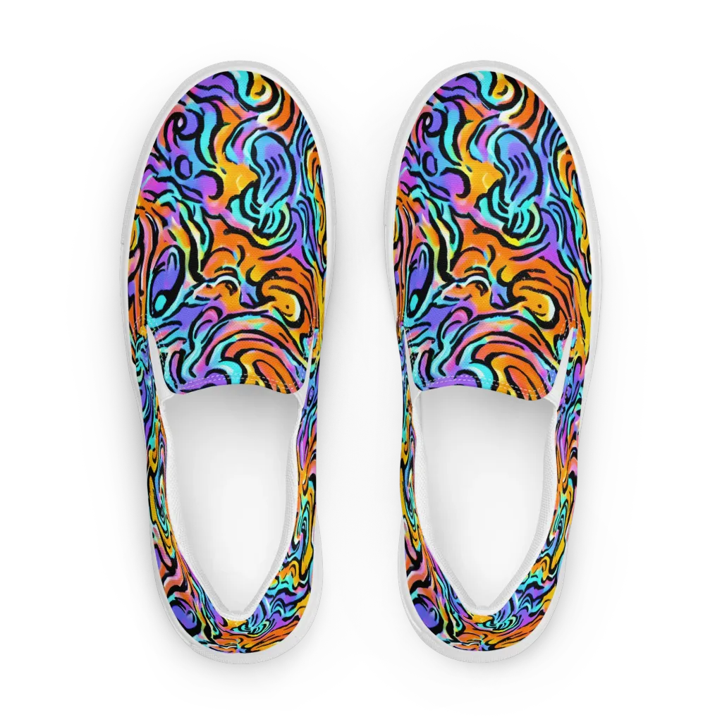 Hypercolor Waves on Women's Slip-On Canvas Shoes — Front