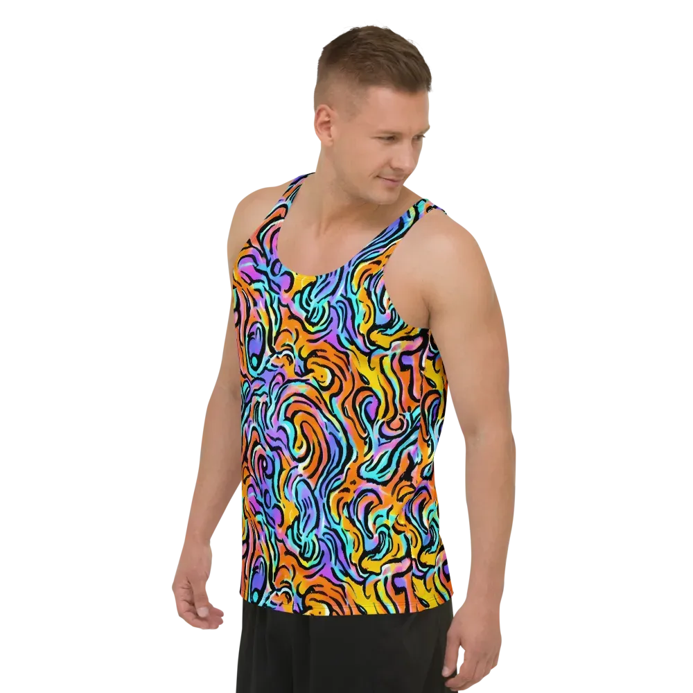Hypercolor Waves on Men's Tank Top — Left Front