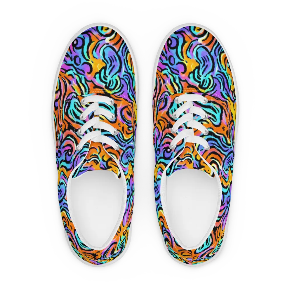 Hypercolor Waves on Men's Lace-Up Canvas Shoes — Front