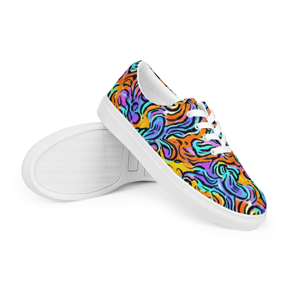 Hypercolor Waves on Men's Lace-Up Canvas Shoes — Right Front