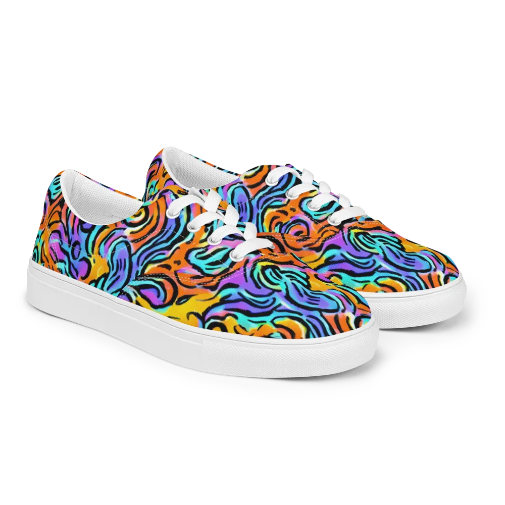 Hypercolor Waves on Men's Lace-Up Canvas Shoes — Right Front