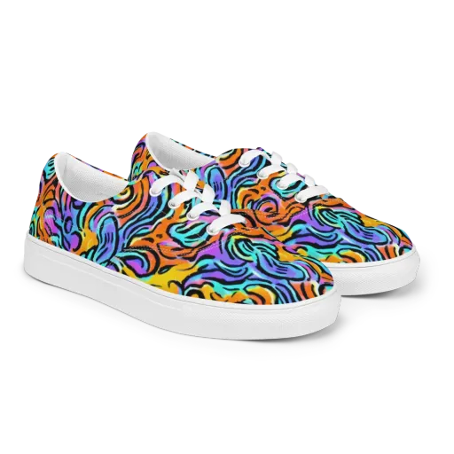 Hypercolor Waves on a Men's Lace-Up Canvas Shoes