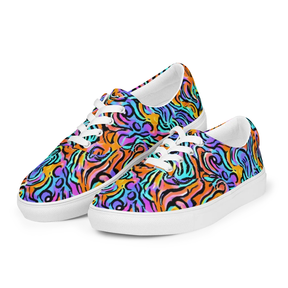Hypercolor Waves on Men's Lace-Up Canvas Shoes — Left Front