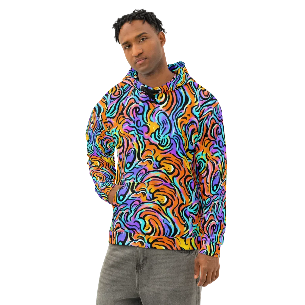 Hypercolor Waves on Cotton Hoodie — Left Front