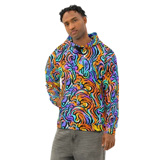 Hypercolor Waves on a Cotton Hoodie