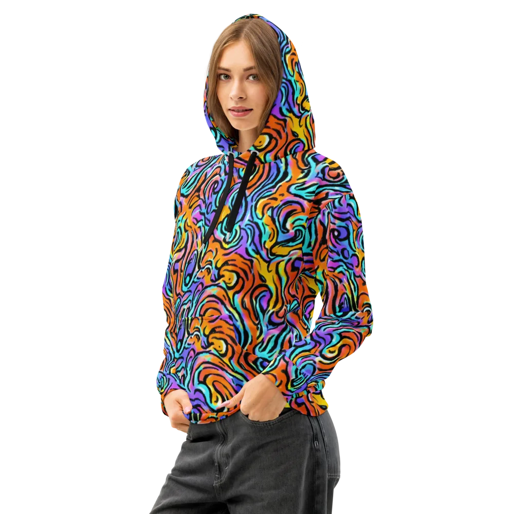 Hypercolor Waves on Cotton Hoodie — Left Front