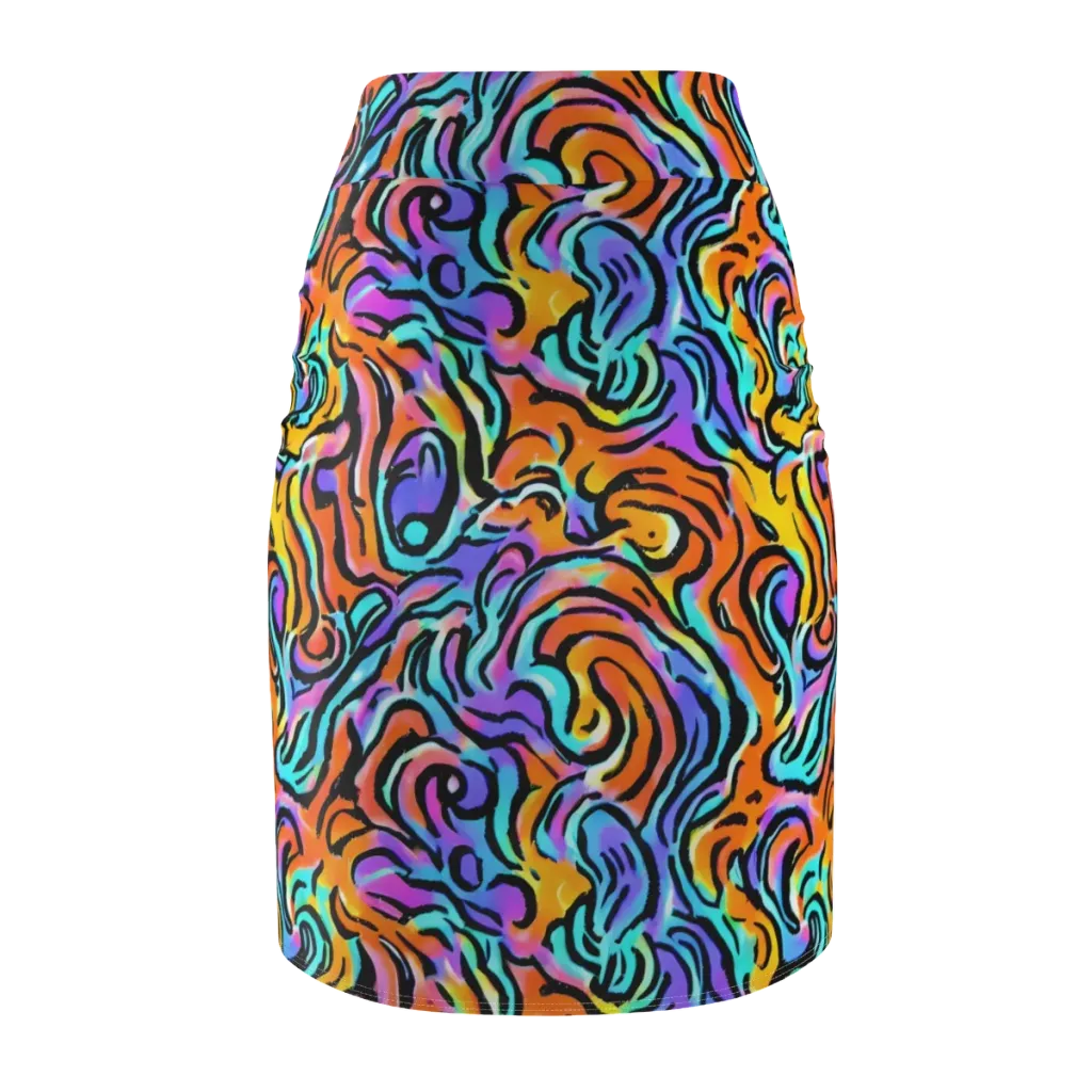 Hypercolor Waves on Pencil Skirt — Back