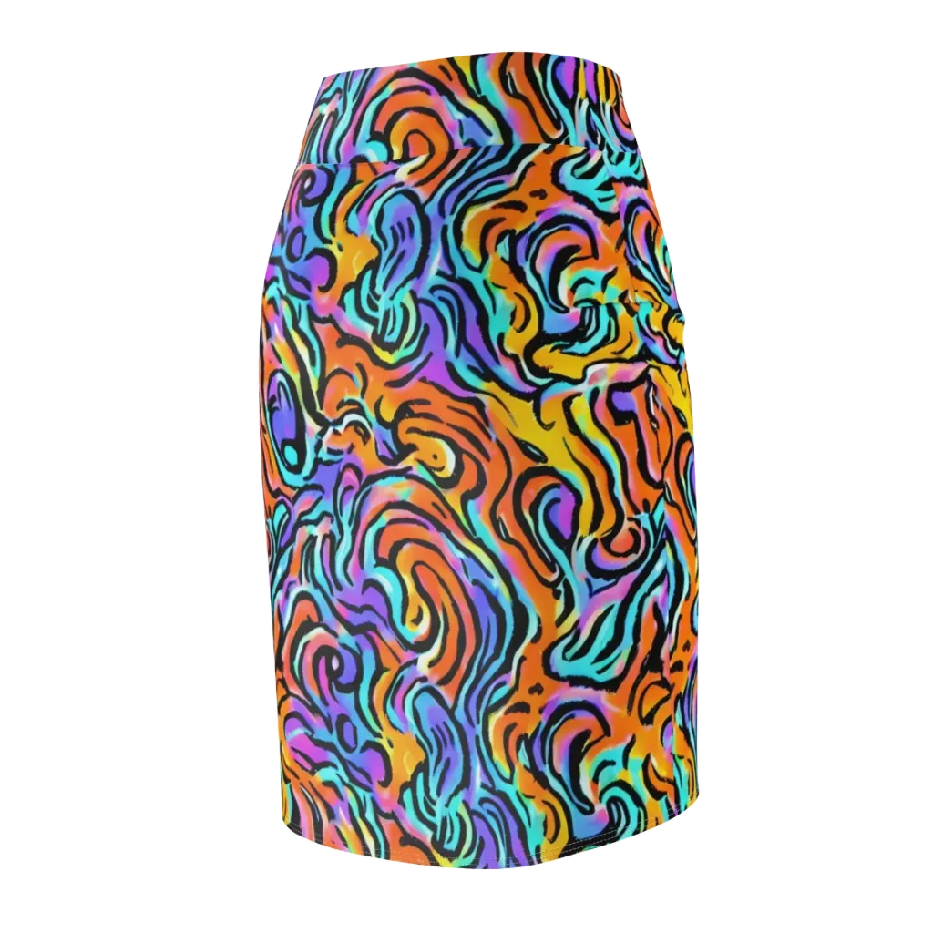 Hypercolor Waves on Pencil Skirt — Back Side
