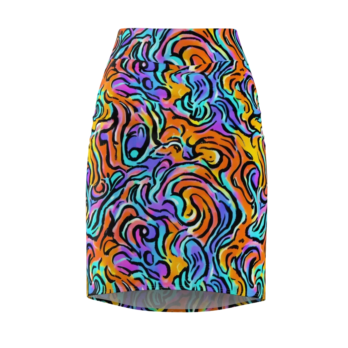 Hypercolor Waves on Pencil Skirt — Front