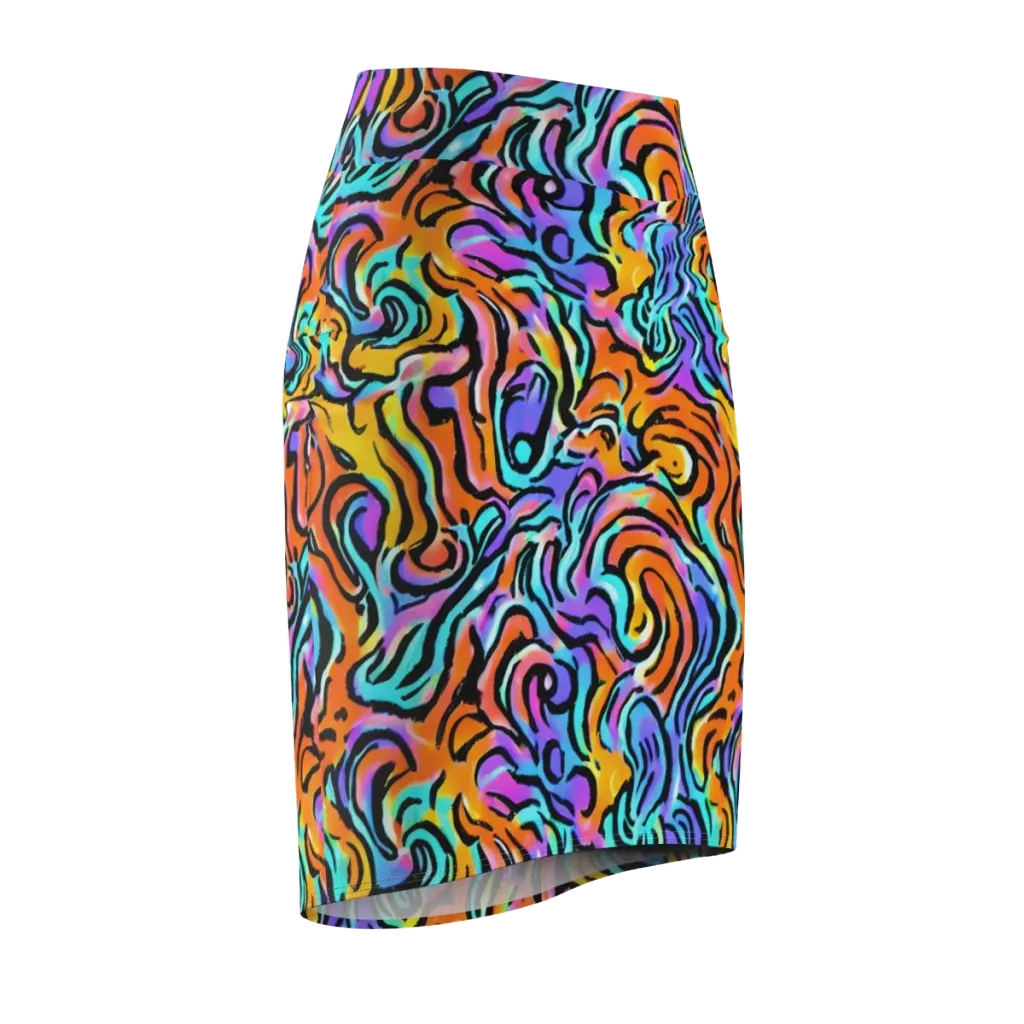Hypercolor Waves on Pencil Skirt — Front Side