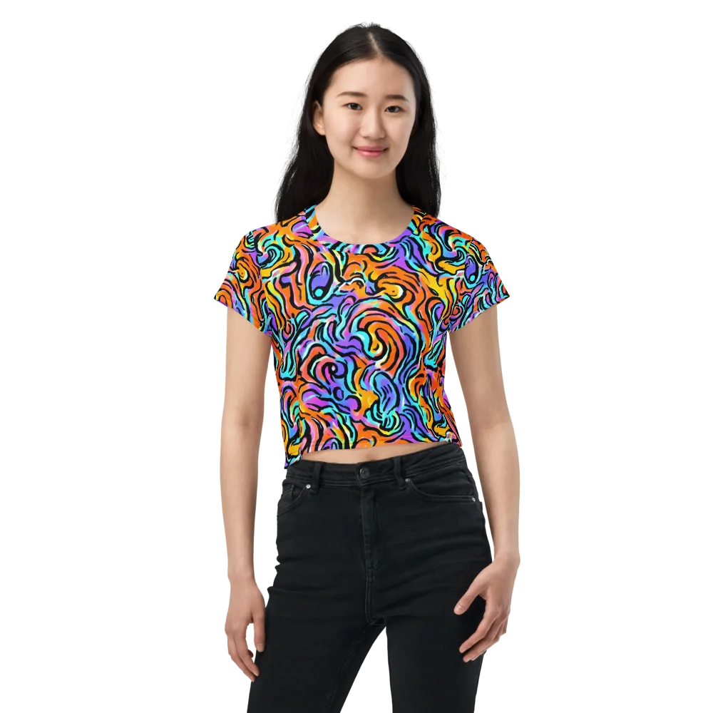 Hypercolor Waves on Crop Tee — Front