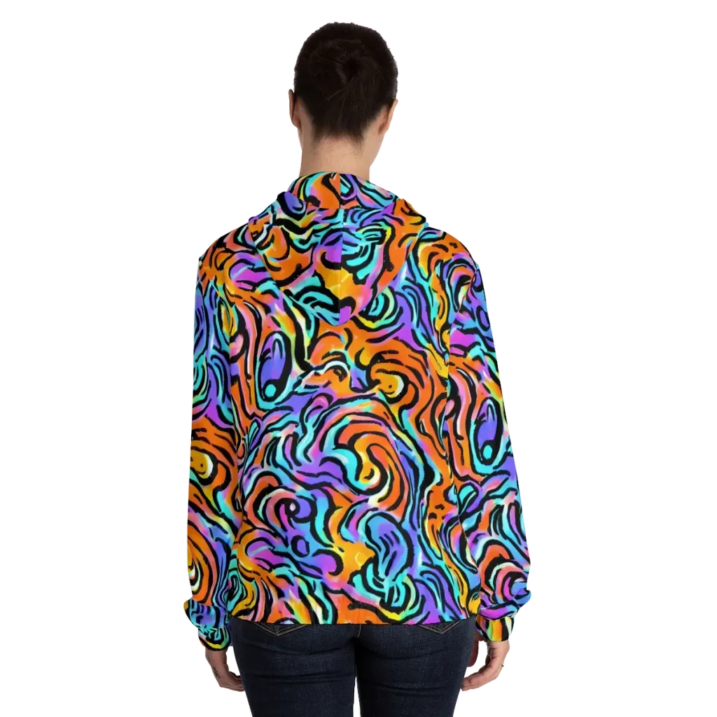 Hypercolor Waves on Women's Full-Zip Hoodie — Back On Person