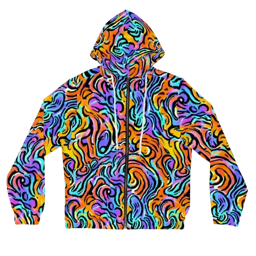 Hypercolor Waves on a Women's Full-Zip Hoodie