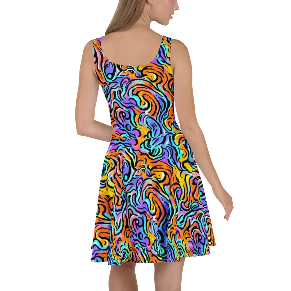 Hypercolor Waves on Skater Dress — Back