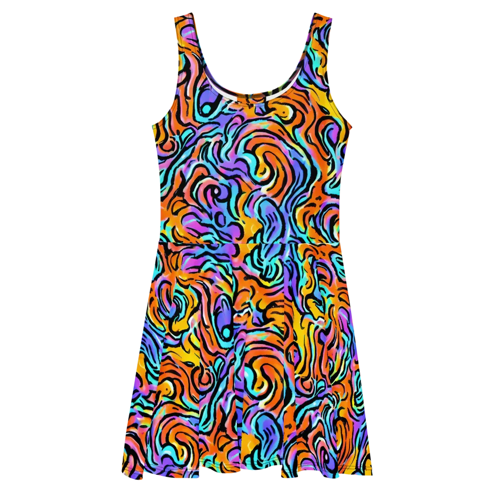 Hypercolor Waves on Skater Dress — Front