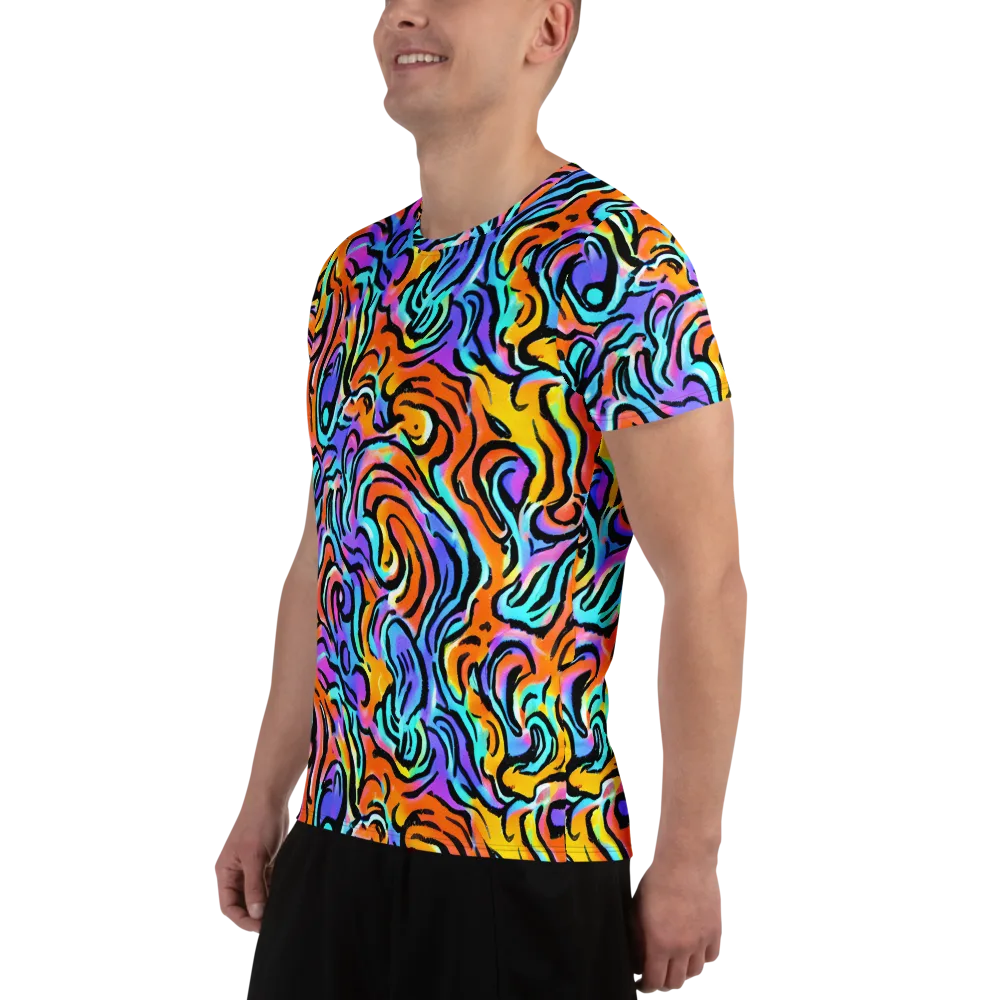 Hypercolor Waves on Men's Athletic T-Shirt — Left