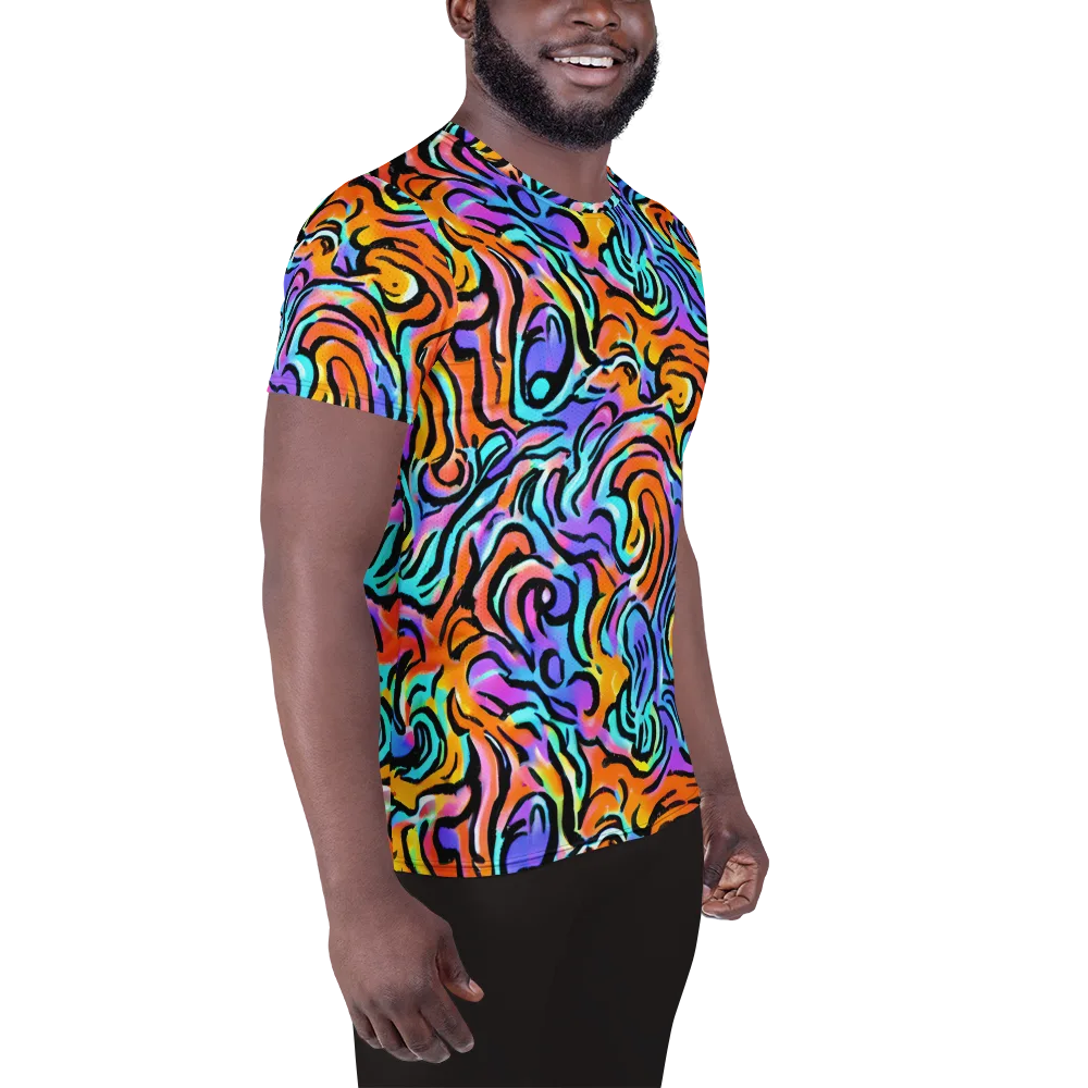 Hypercolor Waves on Men's Athletic T-Shirt — Right